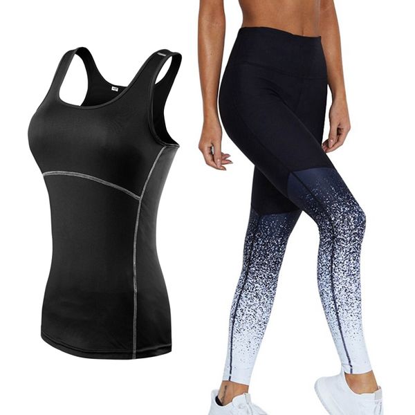 

2020 горячей йоги продажи установить женщину спорт телеприставки жилета + градиентной поножи женщины фитнес бег колготки бег тренировки спор, White;red