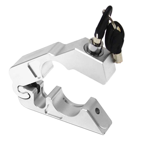

theft protection universal motorcycle lock cnc handle throttle grip security with 2 keys silver