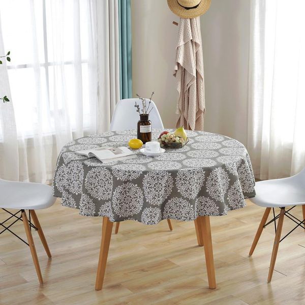 

table cloth northern europe polyester cotton round grey retro flower and printed tablecloth universal cover towel