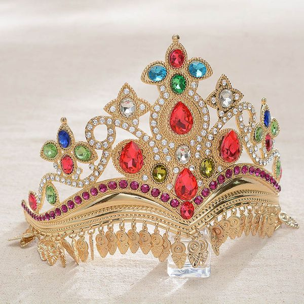 

forseven women girl bride noiva wedding party tiaras crowns shining colorful crystal royal princess diadem decoration jewelry, Golden;silver