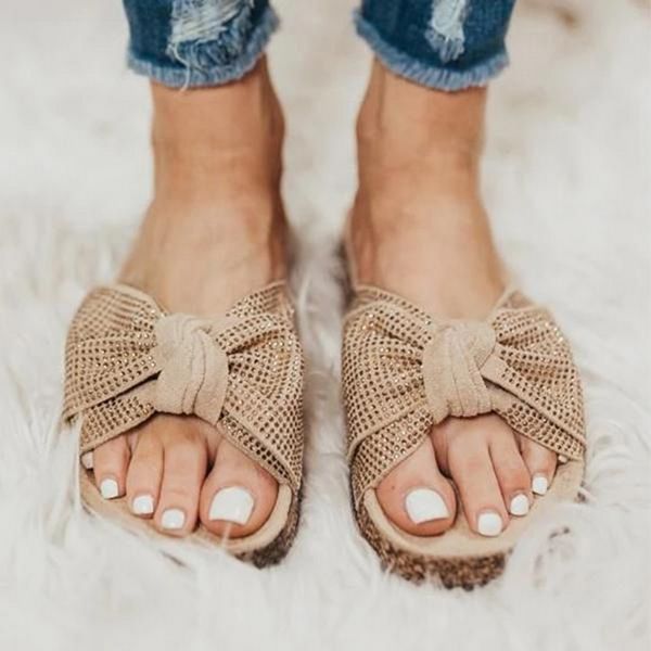 

dropshipping slippers women slides summer bow summer sandals slipper indoor outdoor flip-flops beach female floral shoes, Black