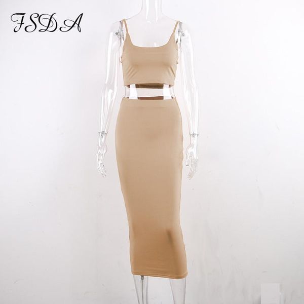 

sexy outfit club summer женщины набор спагетти ремень crop top black and midi bodycon юбка длинная партия backless два piece set костюм, White