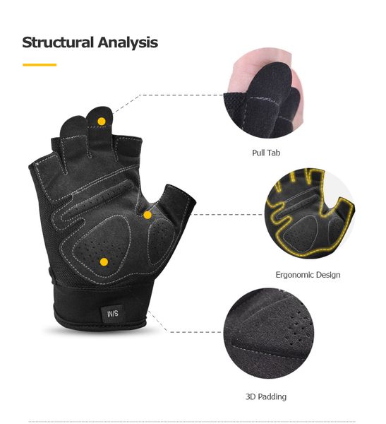 

m52 half finger sports gloves for running jogging hiking cycling bicycle gym fitness weightlifting nonslip, Black