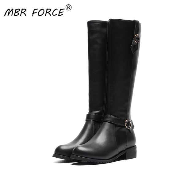 

mbr force women's boots 2020 new style cowhide boots plush lining warm thick bottom high heels fashion trend high, Black