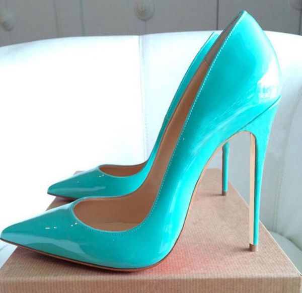 

classics brand women high heel shoes 12cm thin heel red bottom wedding shoes pointed toe black leather women pump 34-44