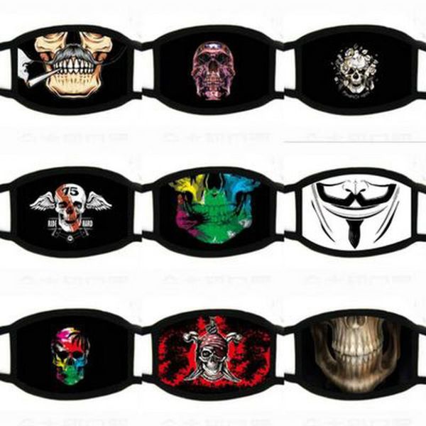 

color mask negro ultraviolet riding face bike running reusable print volt cartoon protective skull proof washable de cubrebocas oczjb, Black