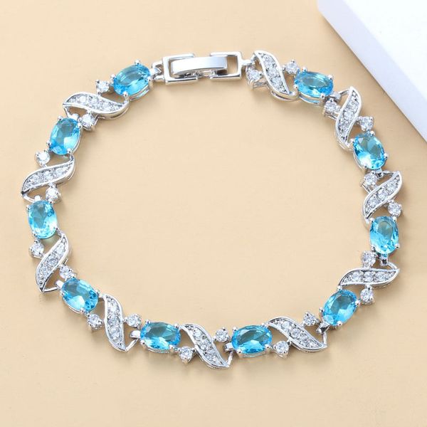 

enjoyable natural blue crystal silver color bracelet health fashion jewelry for women jewelry box sl85, Black