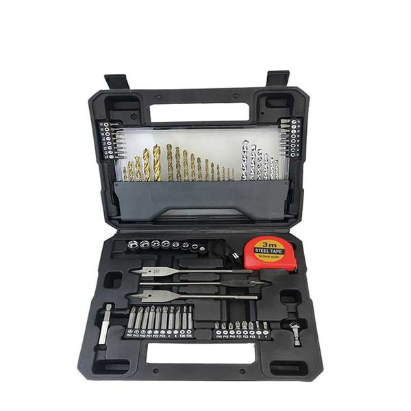 

70 pcs hand tool set with plastic toolbox storage box sleeve drill tape