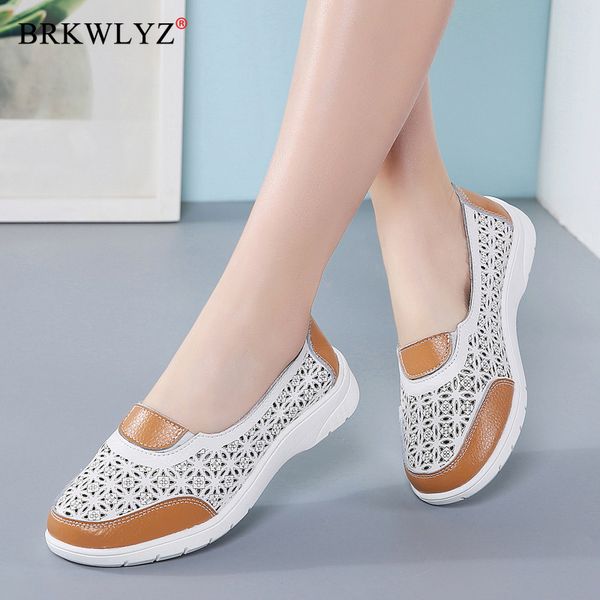

flats women hollow pu leather shoes fretwork ladies slip on fashion woman casual platform female vulcanized 2020 new, Black