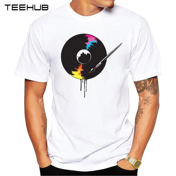 

new arrivals 2019 teehub cool men's fashion music wheel design t-shirt short sleeve o-neck hipster tee