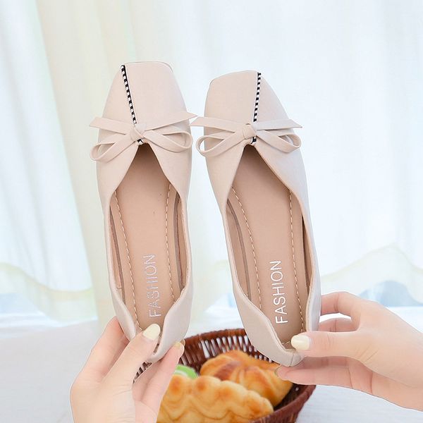

women's korean-style square-head moccasin-gommino flat-heel soft sole casual all-match comfortable slip-on loafers, Black
