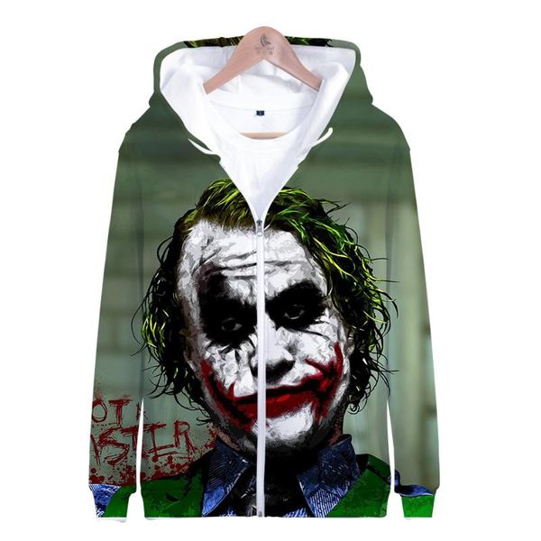 

new haha joker zipper hoodies mens halloween crazy smile hoodie sweatshirts men/women suicide haha joker hooded hip hop hoodie, Black