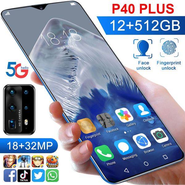 

cross-border spot new p40plus smartphone 6.8 inch water drop 3+32 fingerprint ultra-thin wholesale 4g mobile phone