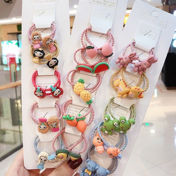 

15 / 10шт / комплект девушки милый мультфильм фрукты животных упругие волос обруч зажим для волос hairband comb hairclip бисер для укладки в, Slivery;white