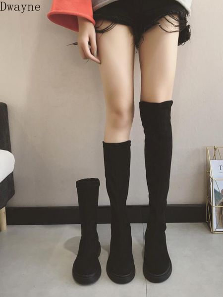 

over the knee women's boots autumn and winter 2020 new high tube was thin flat-bottomed boots children chic women, Black
