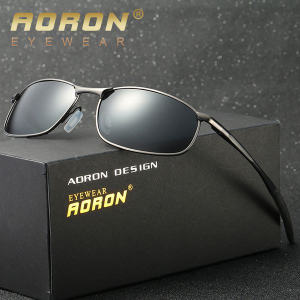 

aoron brand designer original male sunglasses men polarized goggles sun glasses hd driving mirror glasses, White;black
