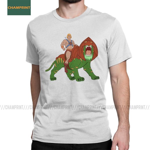 

he-man and battlecat filmation he-man masters of the universe t-shirt men cotton t shirts skeletor 80s she-ra short sleeve tees