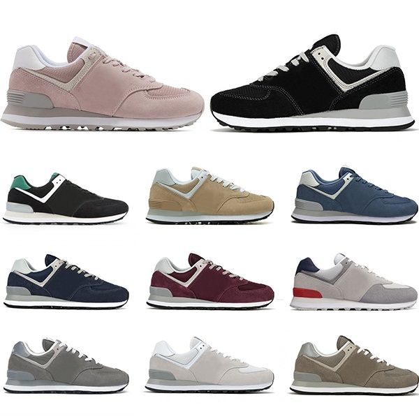

new 574 running shoes mens womens sneakers vintage pink classic grey navy bule black beige trainers sports hiking jogging size 36-44