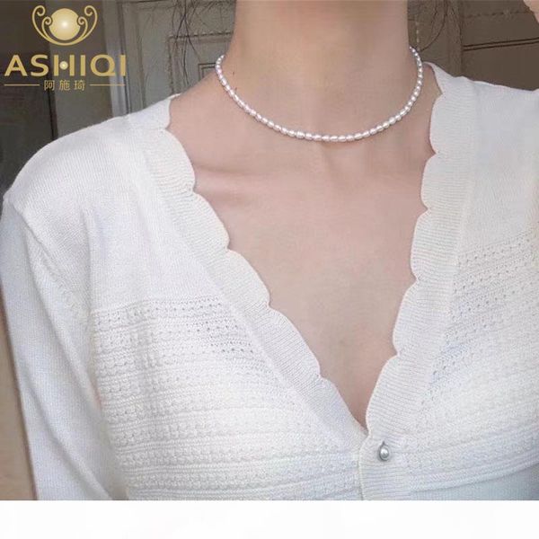 

ashiqi real mini природные пресной воды жемчужное ожерелье 925 стерлингового серебра ювелирные изделия для детей kid девушка прекрасный пода, Silver