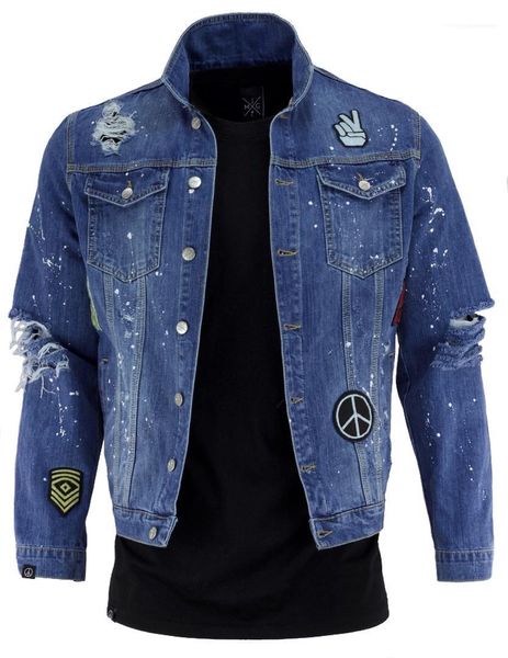 

street casual jacket coats new spring mens denim jackets fashion ripped holes hiphop, Black;brown