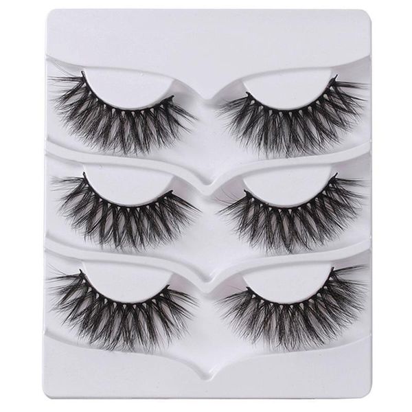 

3 pairs 3d faux mink false eyelashes fluffy eyelash natural makeup soft long ultra-wispy mink fake lashes handmade extension