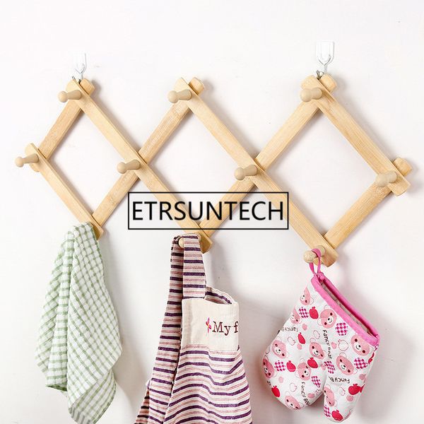 

hooks & rails 30pcs bamboo wall door over hanger coat clothes sundries fold hanging storage rack home decoration