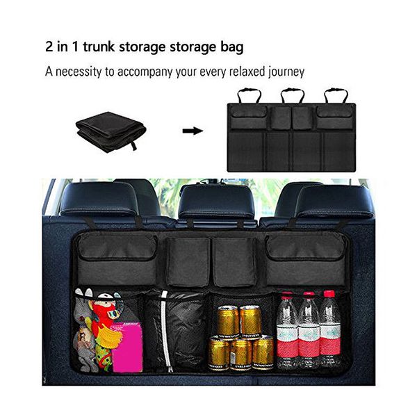

car trunk organizer adjustable backseat storage bag net oxford automobile seat back organizers car interior accessories supplies