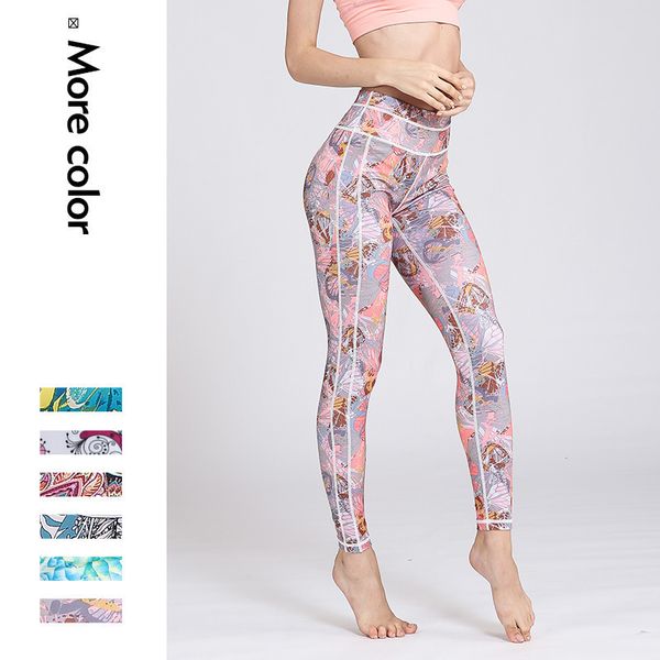

yoga outfits pants sport gym leggings high waist compression running floral print tights fitness women sportwear workout clothes, White;red