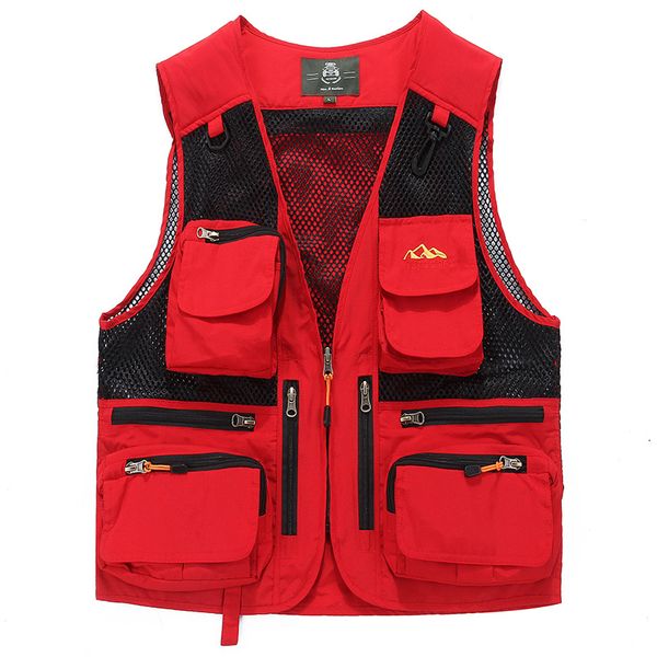 

brand vest men multi pockets thin summer mesh vest sleeveless jacket waistcoat men journalist pgraphy 5xl, Black;white