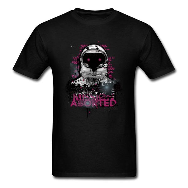 

mission aborted astronaut space t-shirts spaceman o neck cotton short sleeve t shirt for men hiphop black tee shirt