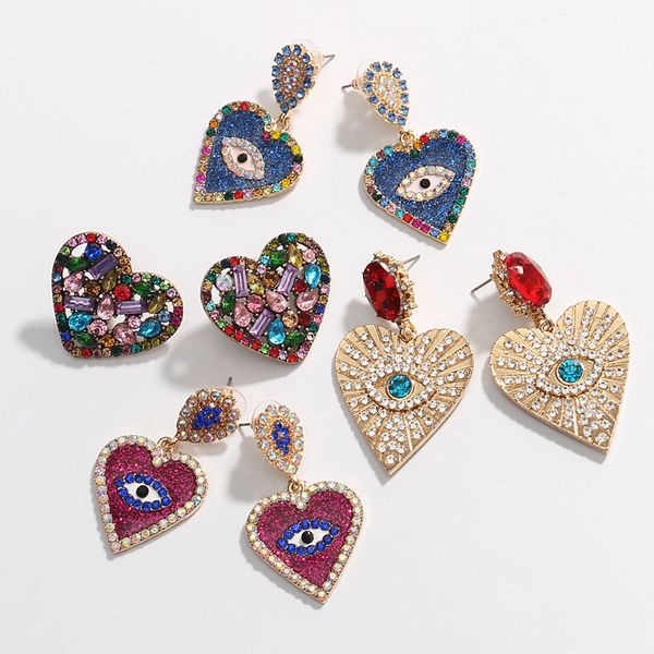 

ztech new water drop heart crystal eye earrings for women fashion dangle statement big earrings 2020 new jewelry accessories, Silver