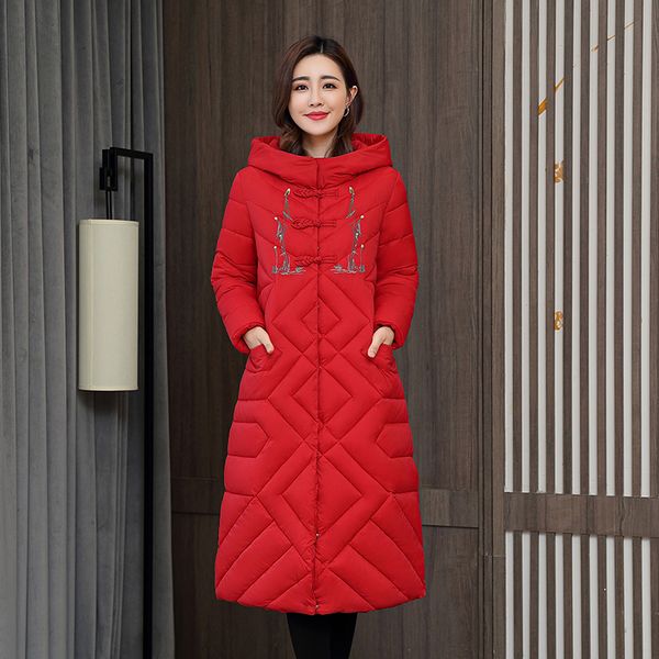 

isenmal new autumn winter women parka solid zipper long sleeve hooded medium length thick outwear coat jacket, Black