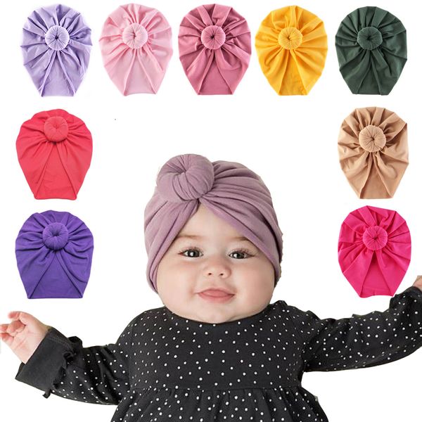 

infant baby headbands solid cotton kont turban headband for girls spandx stretchy beanie hat headwear baby hair accessories, Slivery;white