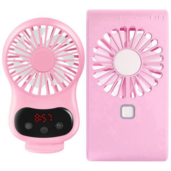 

electric fans usb time display handheld rechargeable deskpink & charge mini- hold student outdoors bring