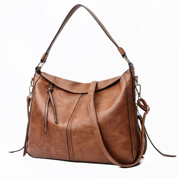 

2020 retro pu leather women handbag women's designer luxury handbag brand casual large capacity hobo shoulder bags