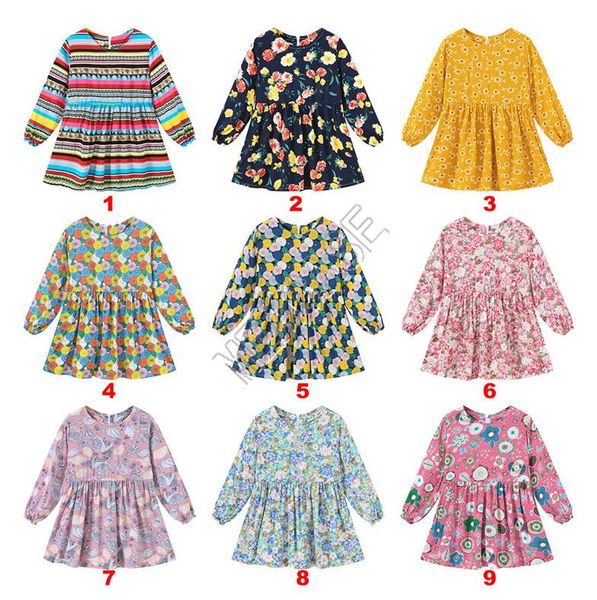 

spring baby girl dress fashion girls princess dresses cute long sleeve one piece dress flora stripe printed clothes 90-130cm d82005, Red;yellow