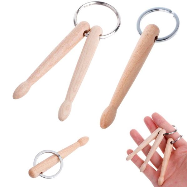 

wood drumsticks percussion key ring chain keyrings mini drum sticks keychain, Silver