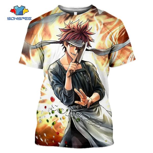 

anime print food wars shokugeki no soma summer casial boys 3d print shirts oversized hentai plus size men clothing