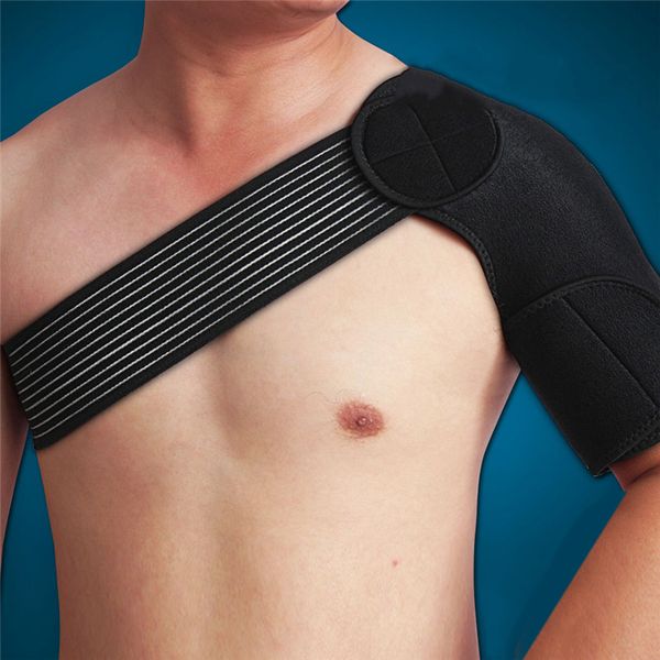 

adjustable neoprene shoulder support brace strap arthritis sports dislocation pain fitness strap wrap breathable, Black;blue