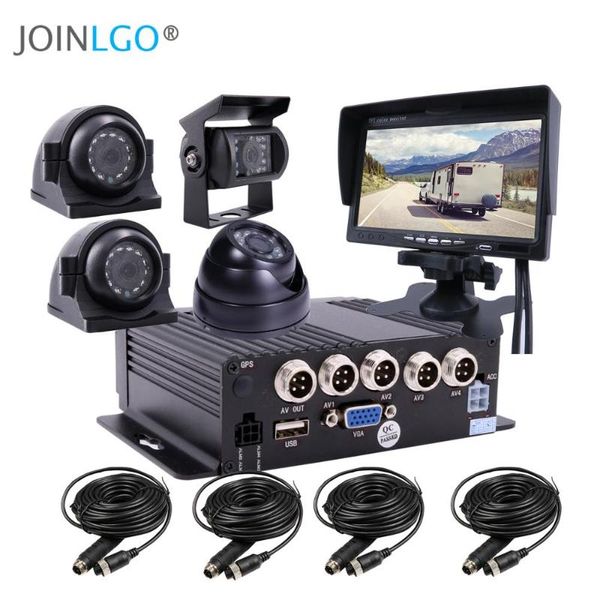 

4ch 1080p mobile vehicle car dvr mdvr video recorder system with 4 sony ip69 rear side front camera for truck van bus rv 7" vga