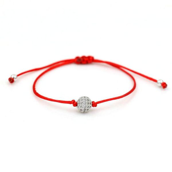 

bppccr lucky micro pave cz balls copper 8mm red rope thread string braided chakra bracelets men women hombres mujer pulseira, Golden;silver