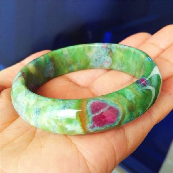 

natural genuine ru by zoisite gems crystal charming fashion bangles bracelets for women lady inner diameter 54mm, Black