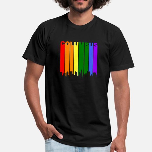 

columbus ohio rainbow skyline lgbt gay pride t shirt men character tee shirt size s-3xl pictures fitness casual summer style family shirt