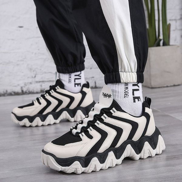 

brand travel men walk shoes lace up man mesh sneaker classic design men sneakers comfort black and white patchwork sneakers
