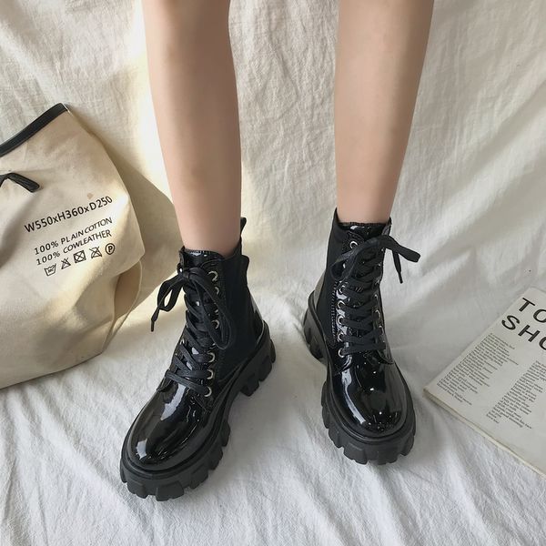 

shoes lolita boots booties woman 2020 low heel luxury designer round toe boots-women black rock autumn elegant fashion