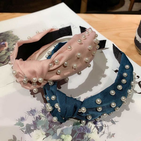 

мода узел оголовье pearl wide стяжной хооп ткань hairband для женских аксессуары для волос, Golden;silver