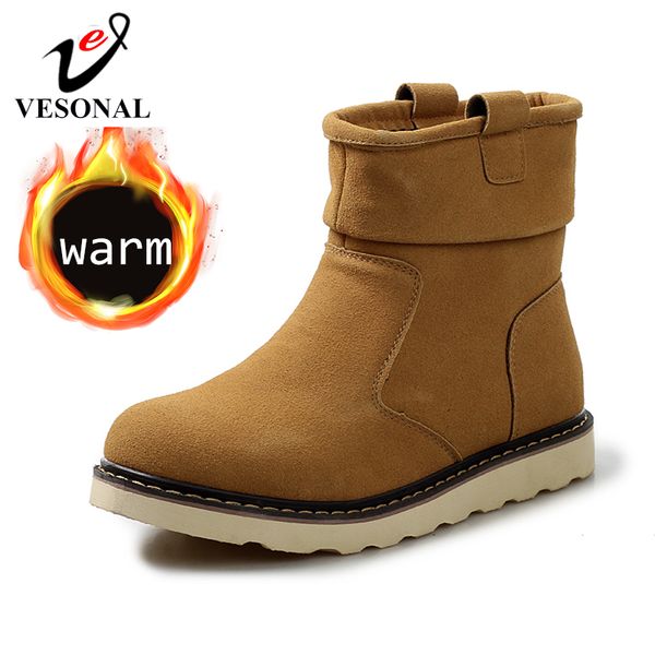 

boots vesonal winter snow men rain shoes waterproof with fur plush warm male casual boot for fashion student, Black
