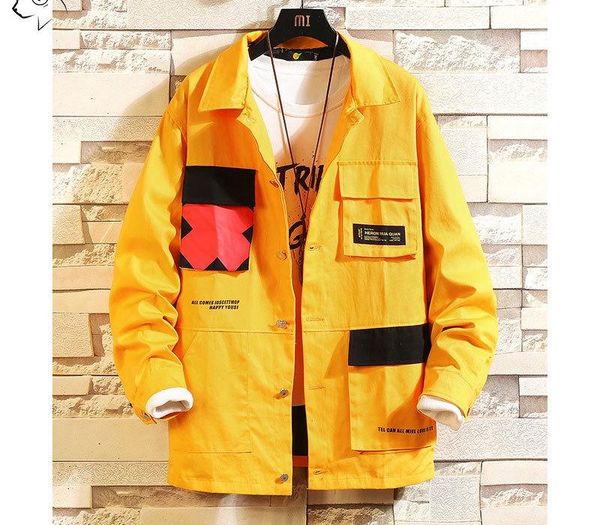 

privathinker japanese autumn men's black jackets 2019 fashion pockets man coats patchwork male casual jacket outwear clothes t200102, Black;brown