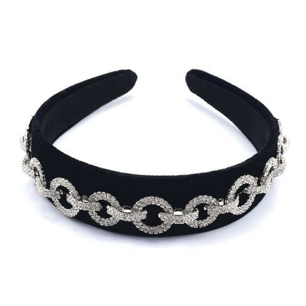 

hair clips & barrettes shiny crystal round headbands vintage thick black velvet head band lady wide soft hairbands fashion korean women girl, Golden;silver