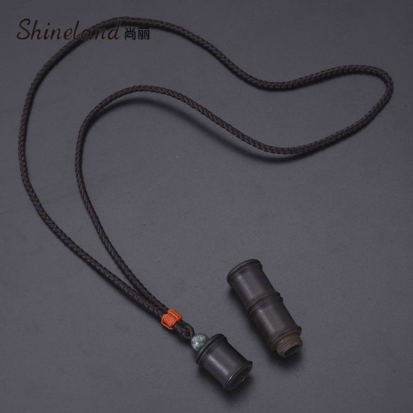 

shineland new design bamboo-joint wood pendant detachable rope chain necklace for women men adjustable collares punk jewelry, Silver